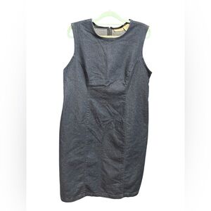 Vintage 90s Stretch Dark Blue Denim Sleeveless Midi Dress | Size 18